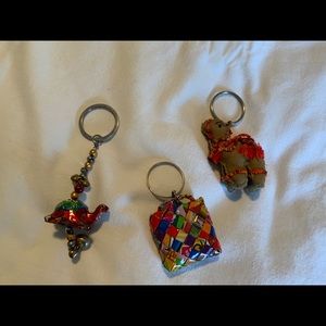 3 hobo keychains. A camel, turtle & woven bag with recycle materials. co…